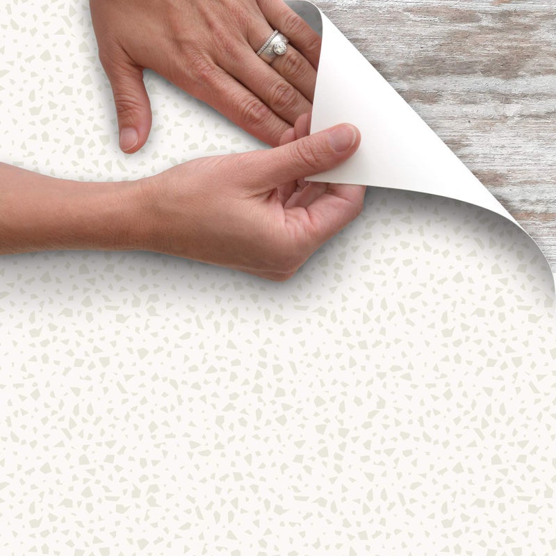 Con-Tact Brand Creative Covering, Self-Adhesive Shelf Liner, Multi-Purpose Vinyl Roll, Easy to Use and Apply, 18'' x 20', Faded Terrazzo Bone - Image 2